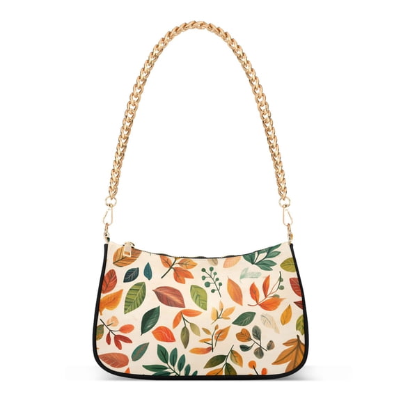 FORMRS Womens Shoulder Bag with Chain Strap Clutch Purse Cute Tote Handbag, Beige Retro Leaves