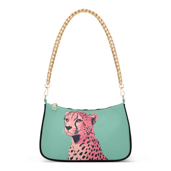 FORMRS Womens Shoulder Bag with Chain Strap Clutch Purse Cute Tote Handbag, Big Pink Cheetah