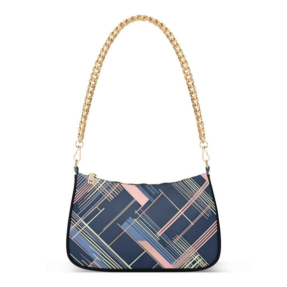 FORMRS Womens Shoulder Bag with Chain Strap Clutch Purse Cute Tote Handbag, Black Stripes