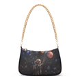 thumbnail image 1 of FORMRS Womens Shoulder Bag with Chain Strap Clutch Purse Cute Tote Handbag, Black Watercolor Space, 1 of 7