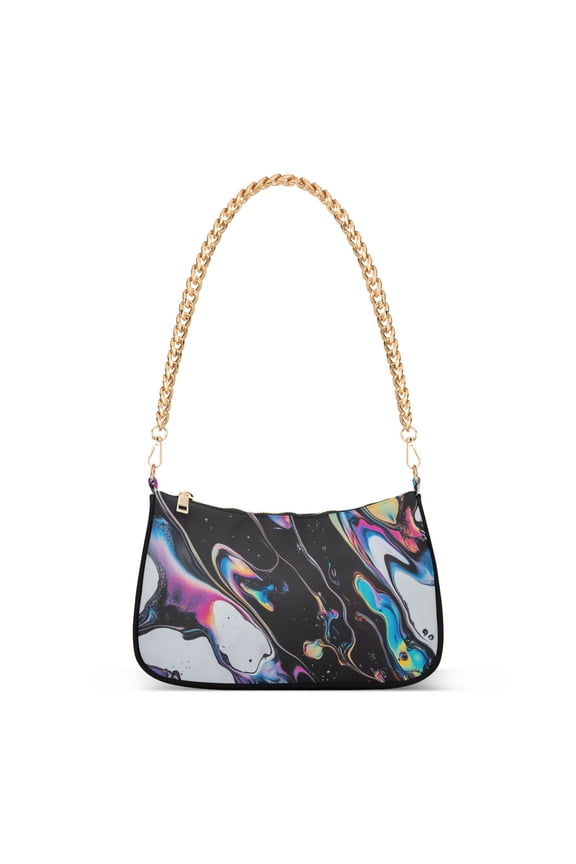 Womens Shoulder Bag with Chain Strap Clutch Purse Cute Tote Handbag, Black
