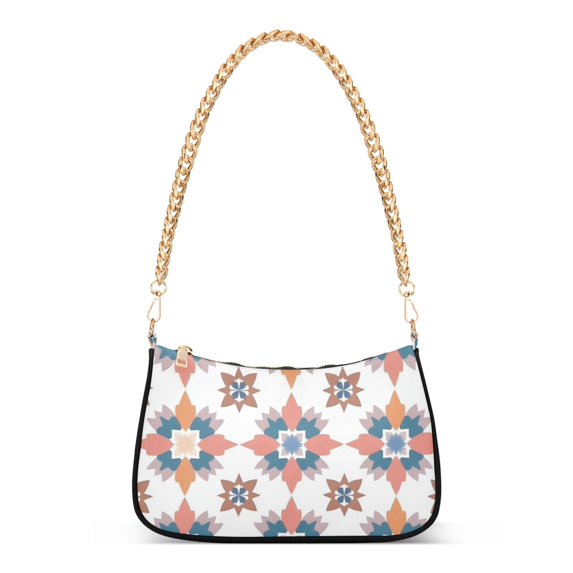 FORMRS Womens Shoulder Bag with Chain Strap Clutch Purse Cute Tote Handbag, Blue Abstract Pattern