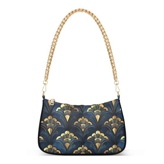 FORMRS Womens Shoulder Bag with Chain Strap Clutch Purse Cute Tote Handbag, Blue Art Pattern