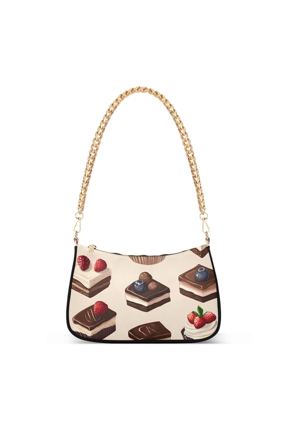 Womens Shoulder Bag with Chain Strap Clutch Purse Cute Tote Handbag, Blue Cakes