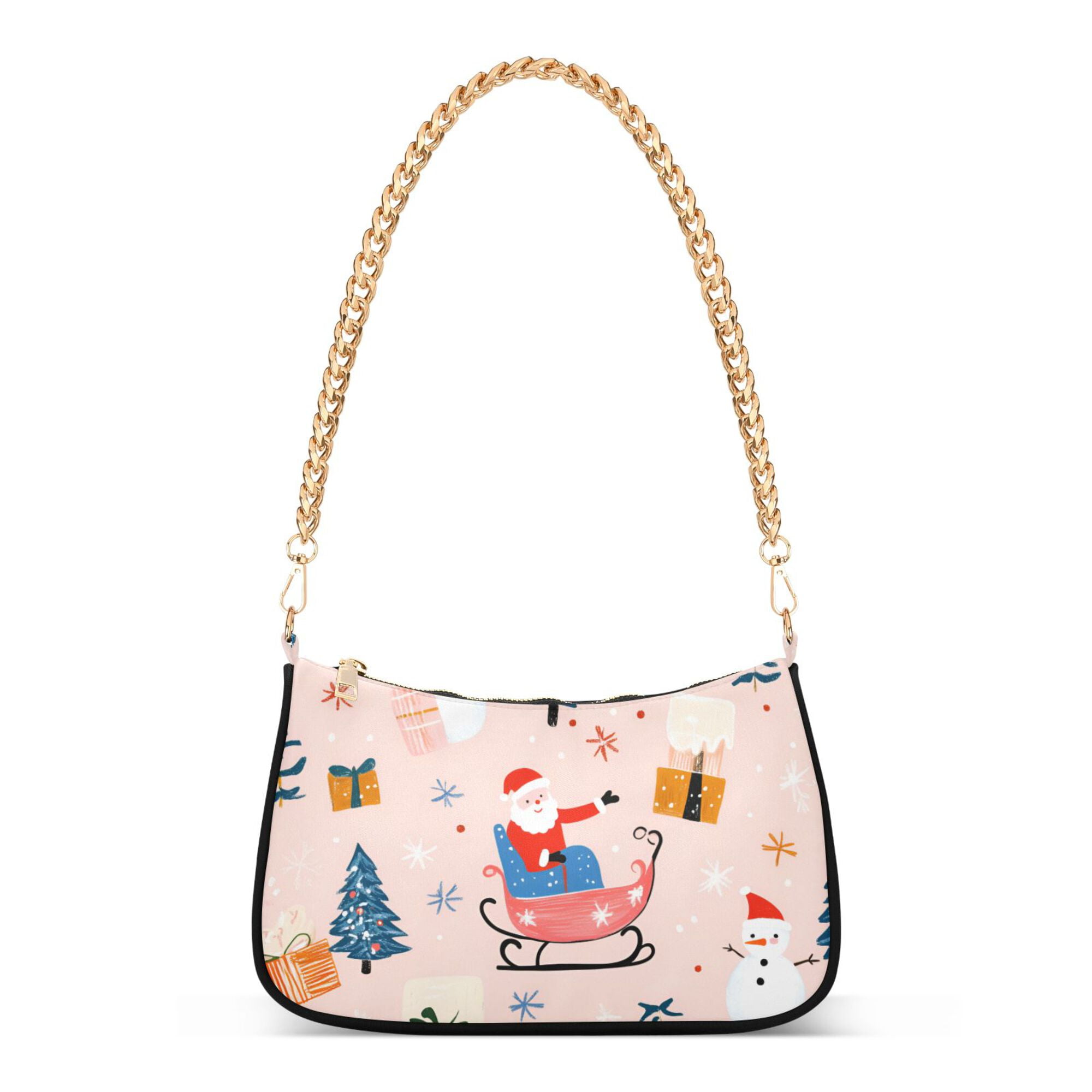 FORMRS Womens Shoulder Bag with Chain Strap Clutch Purse Cute Tote Handbag, Blue Christmas Santa