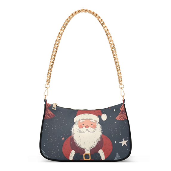 FORMRS Womens Shoulder Bag with Chain Strap Clutch Purse Cute Tote Handbag, Blue Christmas Santa