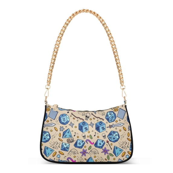 FORMRS Womens Shoulder Bag with Chain Strap Clutch Purse Cute Tote Handbag, Blue Dice Pattern