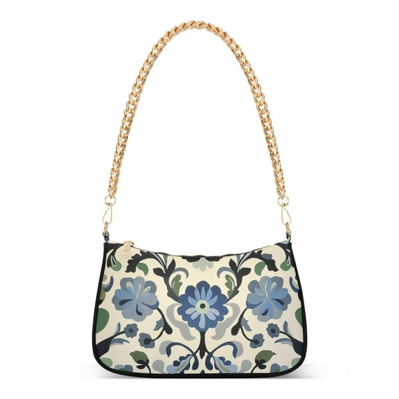 FORMRS Womens Shoulder Bag with Chain Strap Clutch Purse Cute Tote Handbag, Blue Floral