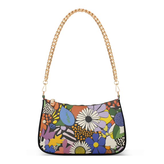 FORMRS Womens Shoulder Bag with Chain Strap Clutch Purse Cute Tote Handbag, Blue Floral