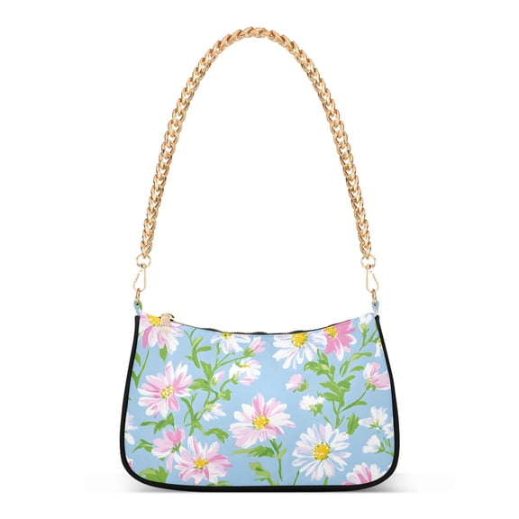 FORMRS Womens Shoulder Bag with Chain Strap Clutch Purse Cute Tote Handbag, Blue Floral