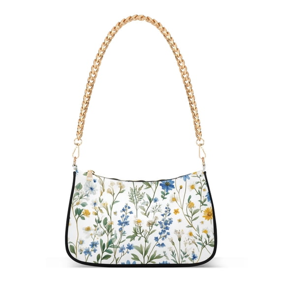 FORMRS Womens Shoulder Bag with Chain Strap Clutch Purse Cute Tote Handbag, Blue Floral