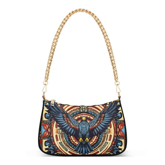 FORMRS Womens Shoulder Bag with Chain Strap Clutch Purse Cute Tote Handbag, Blue Geometric Eagle