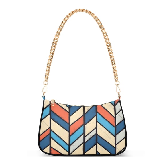 FORMRS Womens Shoulder Bag with Chain Strap Clutch Purse Cute Tote Handbag, Blue Geometric
