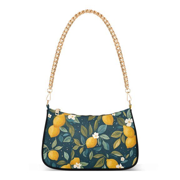 FORMRS Womens Shoulder Bag with Chain Strap Clutch Purse Cute Tote Handbag, Blue Lemons