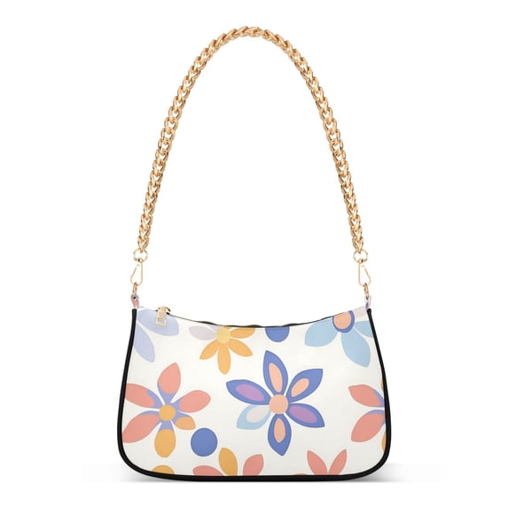 FORMRS Womens Shoulder Bag with Chain Strap Clutch Purse Cute Tote Handbag, Blue Retro Flower