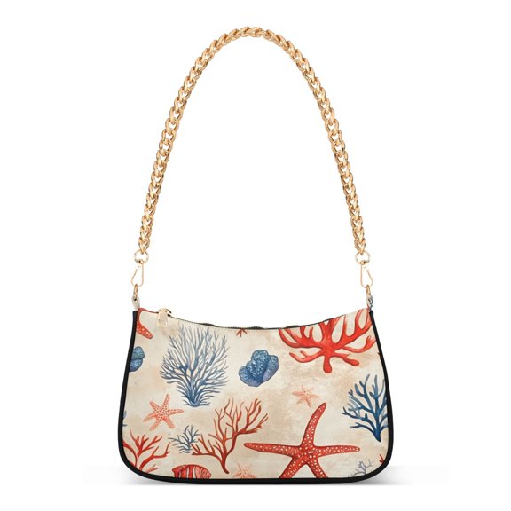 FORMRS Womens Shoulder Bag with Chain Strap Clutch Purse Cute Tote Handbag, Blue Starfish