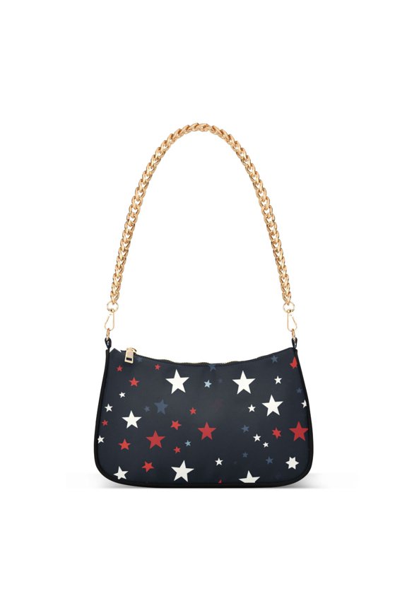 Womens Shoulder Bag with Chain Strap Clutch Purse Cute Tote Handbag, Blue Stars Pattern
