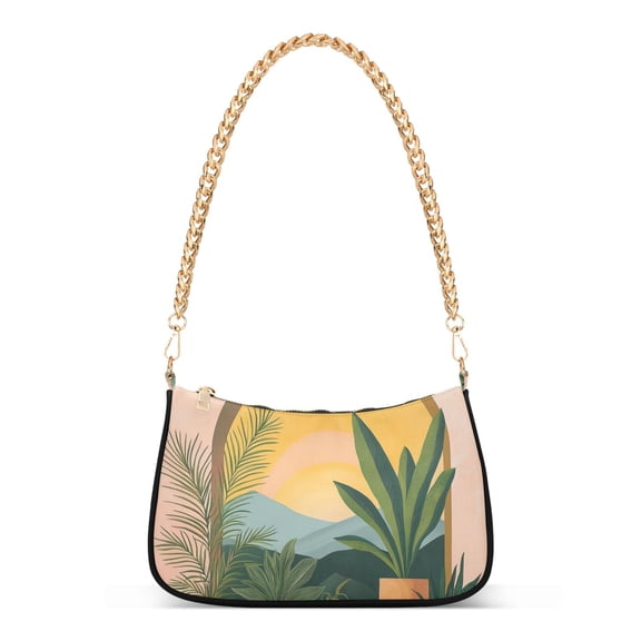 FORMRS Womens Shoulder Bag with Chain Strap Clutch Purse Cute Tote Handbag, Boho Plants