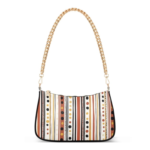 FORMRS Womens Shoulder Bag with Chain Strap Clutch Purse Cute Tote Handbag, Brown Abstract Dots