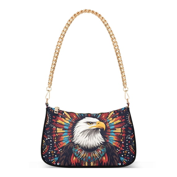FORMRS Womens Shoulder Bag with Chain Strap Clutch Purse Cute Tote Handbag, Brown Abstract Eagle