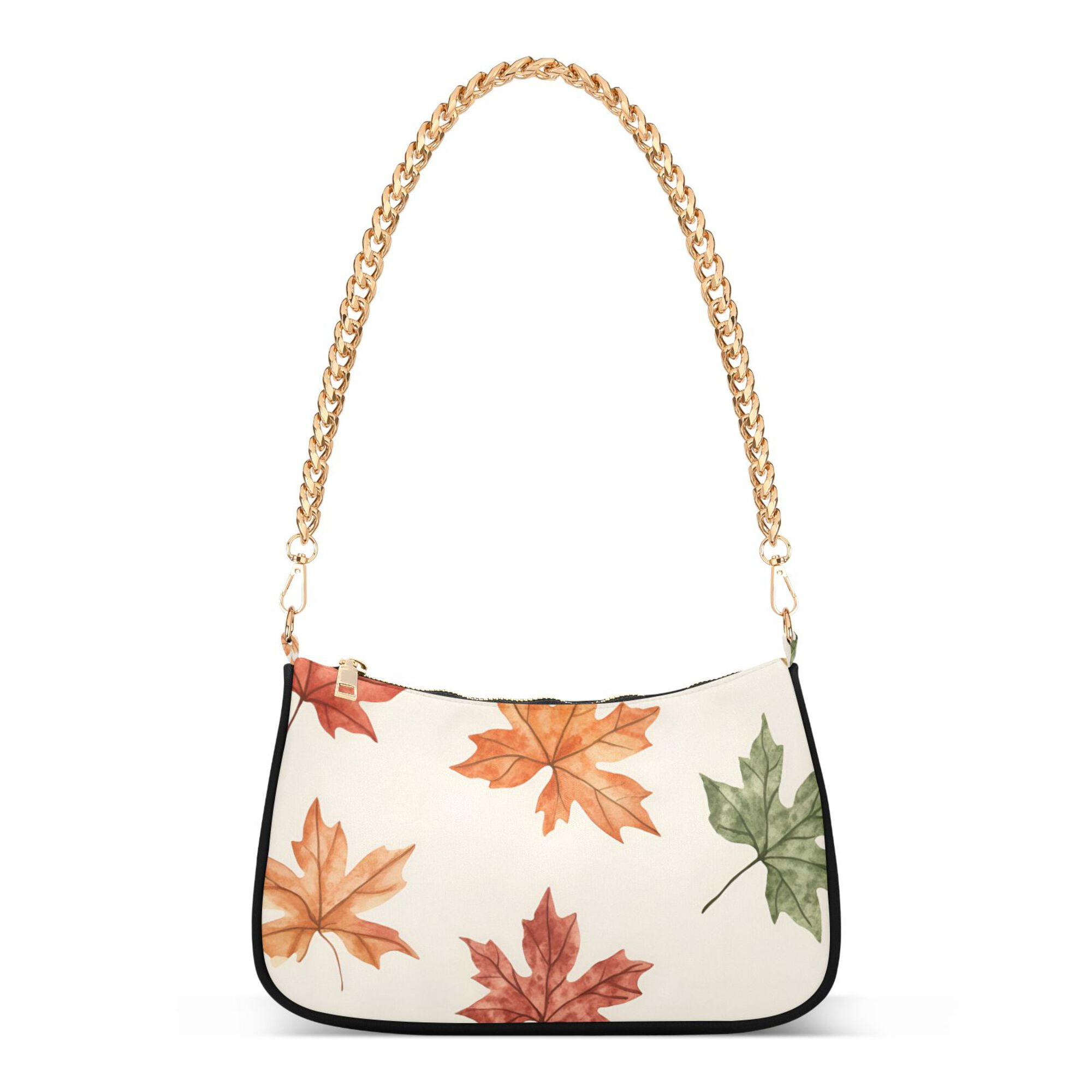 FORMRS Womens Shoulder Bag with Chain Strap Clutch Purse Cute Tote Handbag, Brown Autumn Leaves