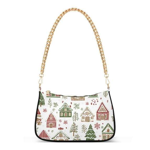 FORMRS Womens Shoulder Bag with Chain Strap Clutch Purse Cute Tote Handbag, Brown Christmas House