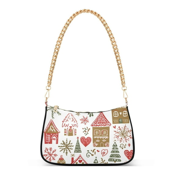 FORMRS Womens Shoulder Bag with Chain Strap Clutch Purse Cute Tote Handbag, Brown Nordic Christmas House