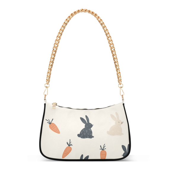FORMRS Womens Shoulder Bag with Chain Strap Clutch Purse Cute Tote Handbag, Bunnies and Carrots