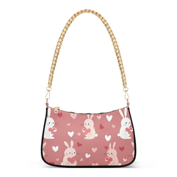 FORMRS Womens Shoulder Bag with Chain Strap Clutch Purse Cute Tote Handbag, Bunny Love Blooms