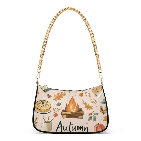 FORMRS Womens Shoulder Bag with Chain Strap Clutch Purse Cute Tote Handbag, Campfire Pattern