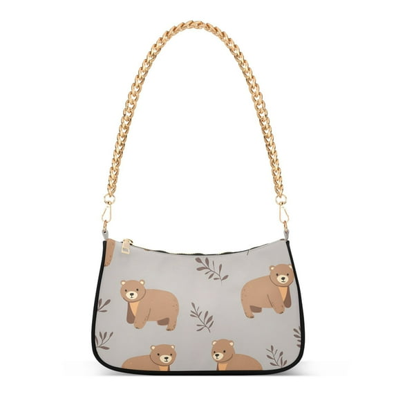FORMRS Womens Shoulder Bag with Chain Strap Clutch Purse Cute Tote Handbag, Cartoon Bear