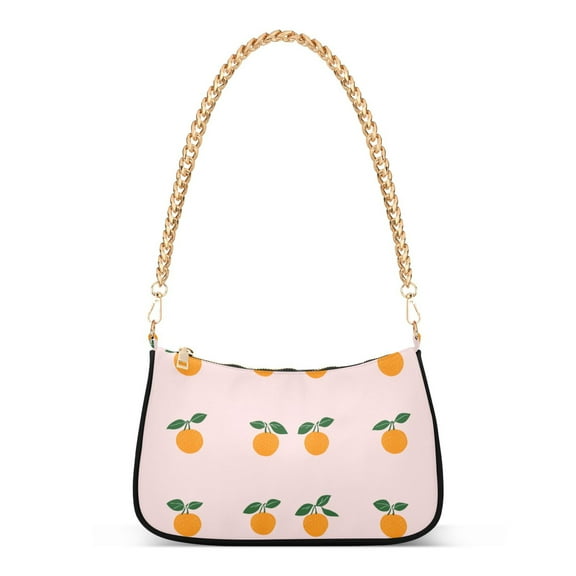 FORMRS Womens Shoulder Bag with Chain Strap Clutch Purse Cute Tote Handbag, Cartoon Citrus