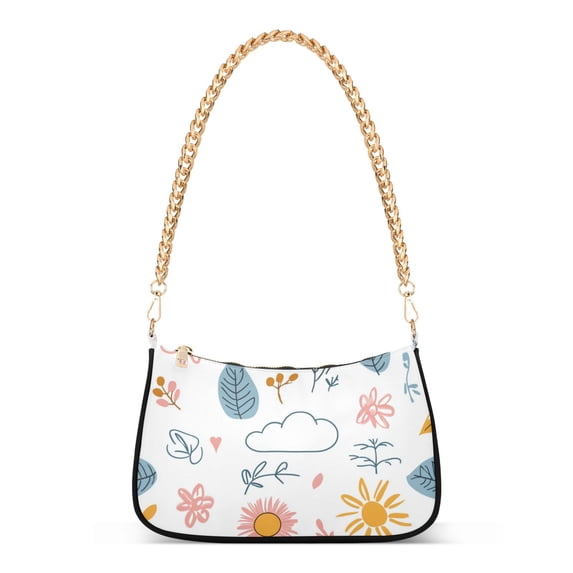 FORMRS Womens Shoulder Bag with Chain Strap Clutch Purse Cute Tote Handbag, Cartoon Doodles