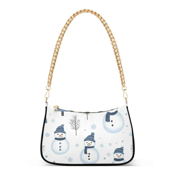 FORMRS Womens Shoulder Bag with Chain Strap Clutch Purse Cute Tote Handbag, Cartoon Snowmen