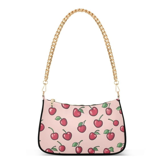 FORMRS Womens Shoulder Bag with Chain Strap Clutch Purse Cute Tote Handbag, Cherries Pattern