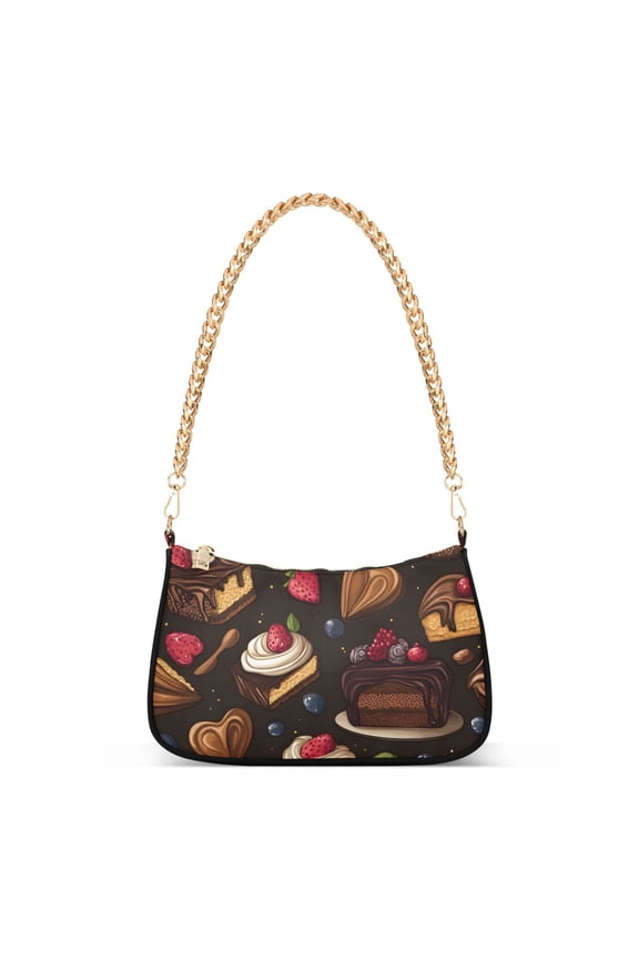 Womens Shoulder Bag with Chain Strap Clutch Purse Cute Tote Handbag, Chocolate Cakes