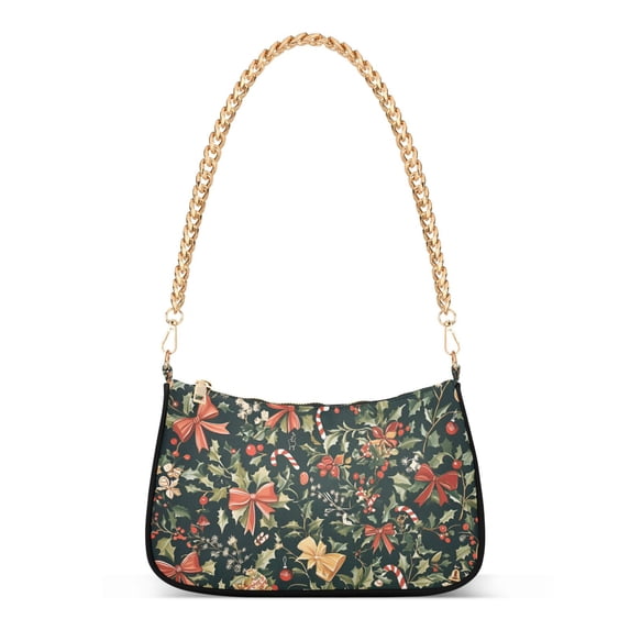 FORMRS Womens Shoulder Bag with Chain Strap Clutch Purse Cute Tote Handbag, Christmas Bows