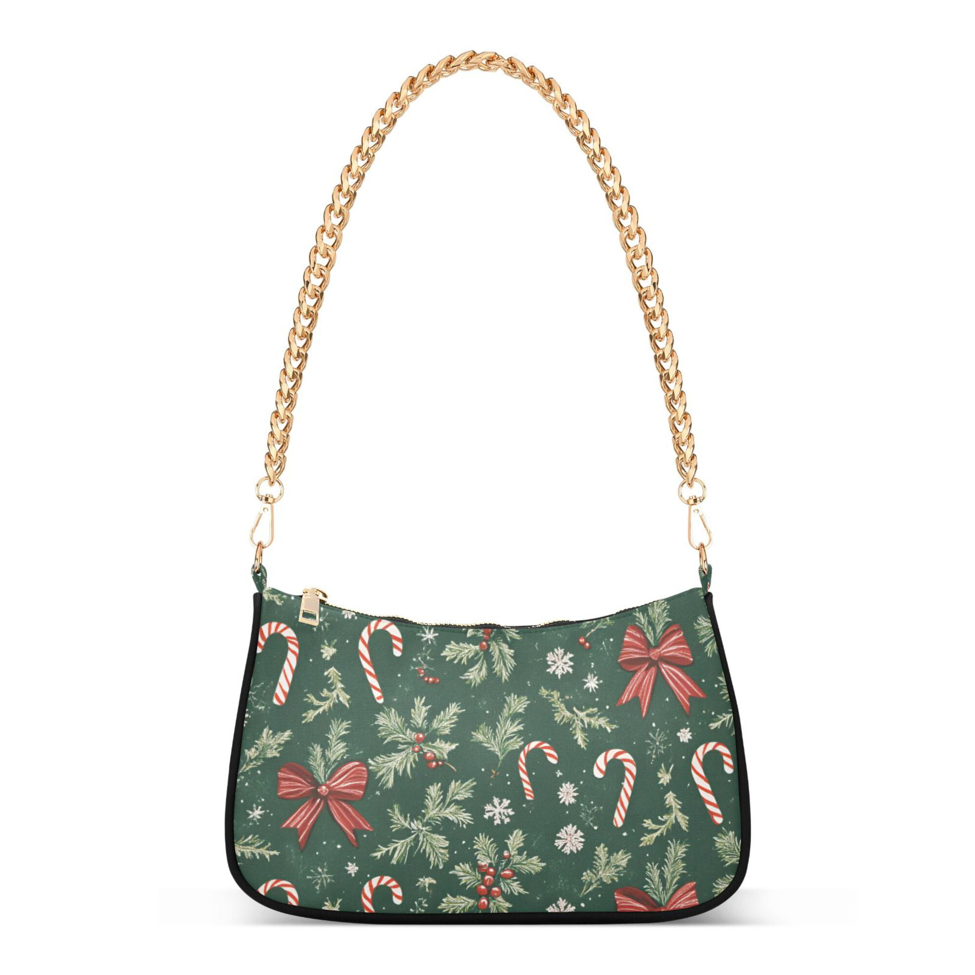 FORMRS Womens Shoulder Bag with Chain Strap Clutch Purse Cute Tote Handbag, Christmas Candy Cane