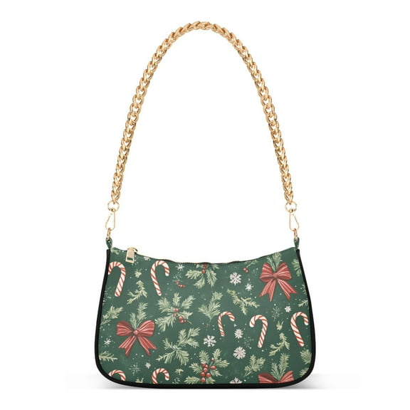 FORMRS Womens Shoulder Bag with Chain Strap Clutch Purse Cute Tote Handbag, Christmas Candy Cane