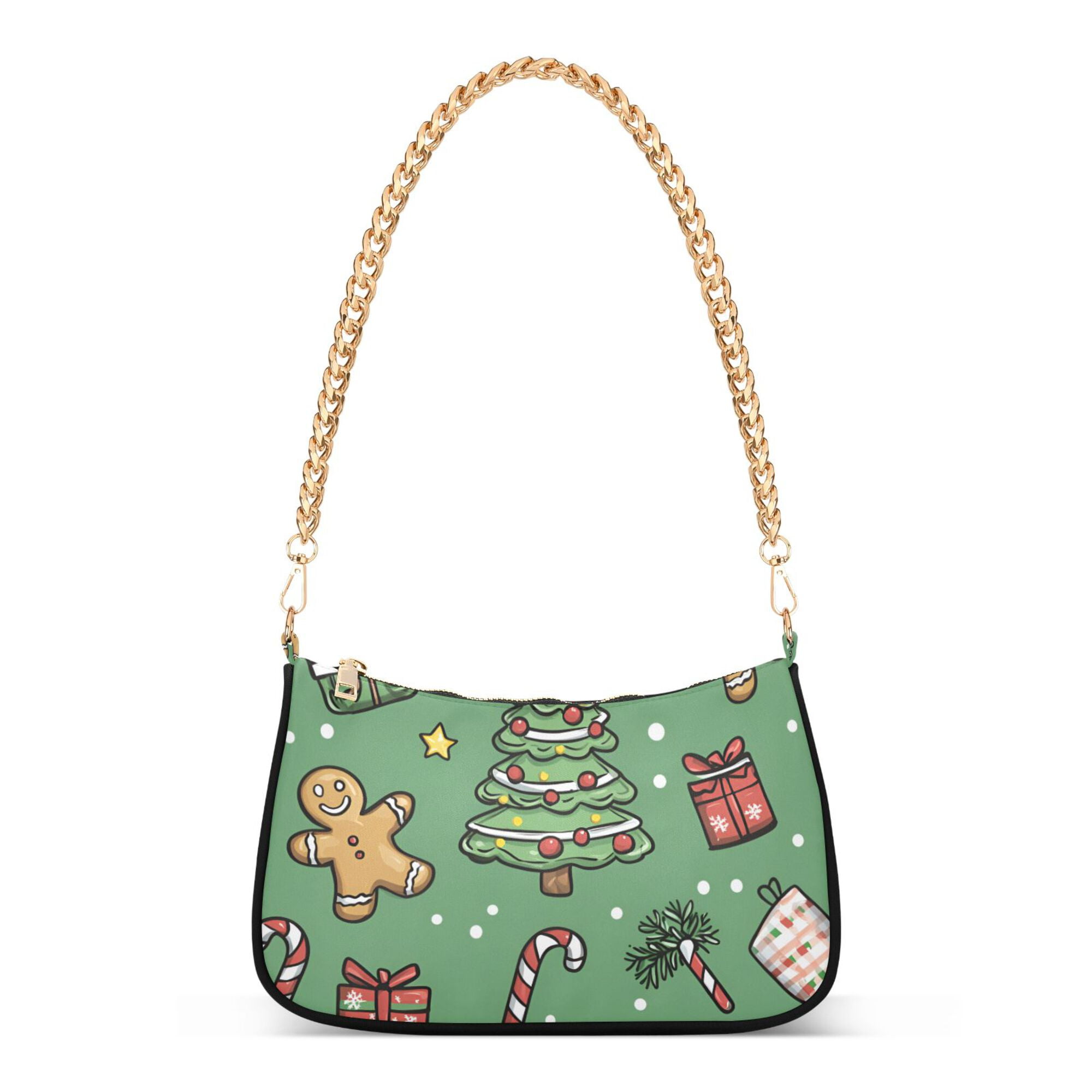 FORMRS Womens Shoulder Bag with Chain Strap Clutch Purse Cute Tote Handbag, Christmas Cookies