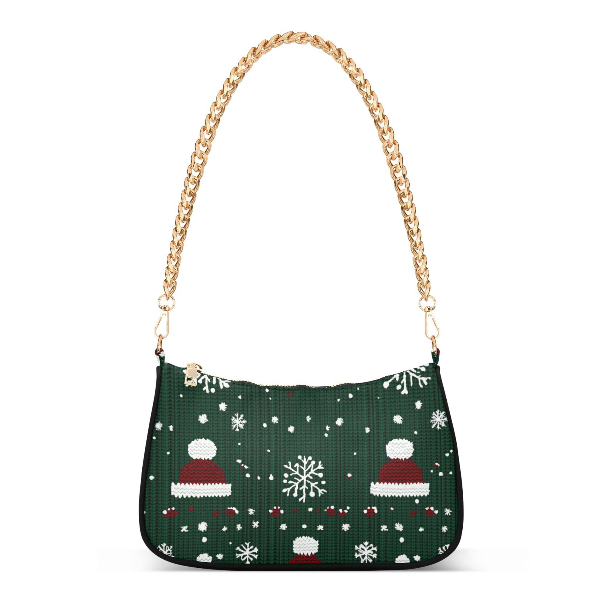 FORMRS Womens Shoulder Bag with Chain Strap Clutch Purse Cute Tote Handbag, Christmas Santa Hats