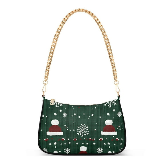 FORMRS Womens Shoulder Bag with Chain Strap Clutch Purse Cute Tote Handbag, Christmas Santa Hats