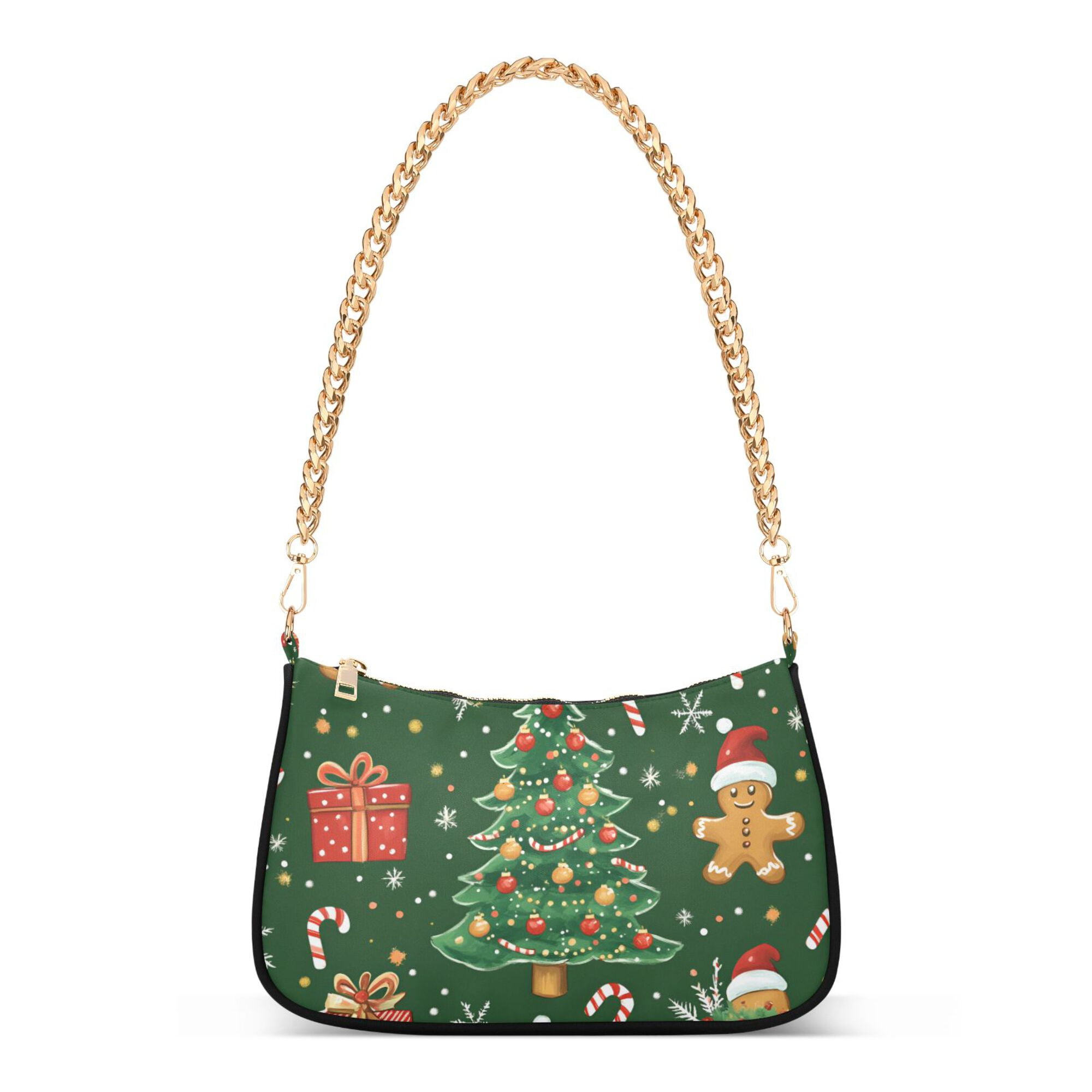 FORMRS Womens Shoulder Bag with Chain Strap Clutch Purse Cute Tote Handbag, Christmas Tree