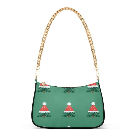 FORMRS Womens Shoulder Bag with Chain Strap Clutch Purse Cute Tote Handbag, Christmas Trees