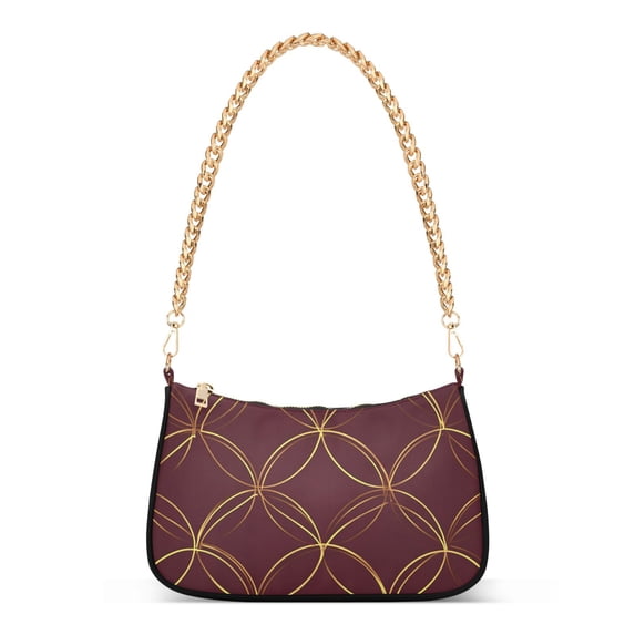 FORMRS Womens Shoulder Bag with Chain Strap Clutch Purse Cute Tote Handbag, Circular Gold Pattern