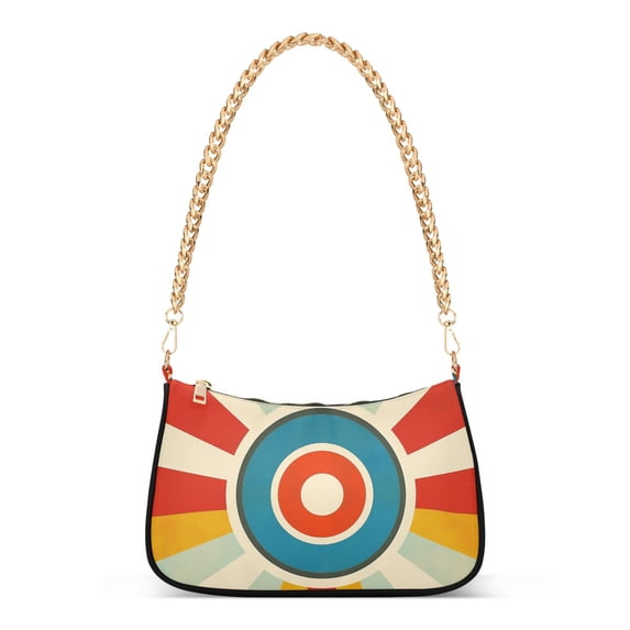 FORMRS Womens Shoulder Bag with Chain Strap Clutch Purse Cute Tote Handbag, Colorful Circles