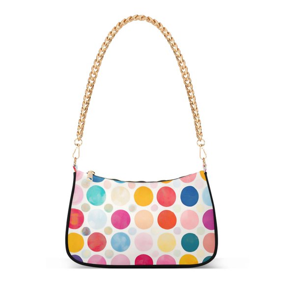 FORMRS Womens Shoulder Bag with Chain Strap Clutch Purse Cute Tote Handbag, Colorful Circles