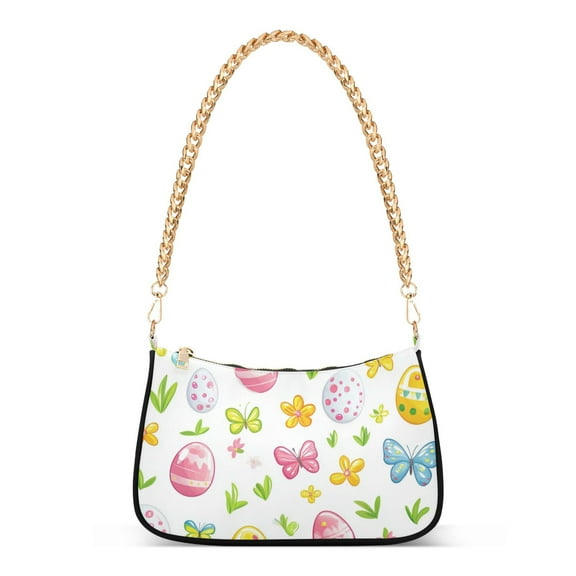 FORMRS Womens Shoulder Bag with Chain Strap Clutch Purse Cute Tote Handbag, Colorful Easter Eggs