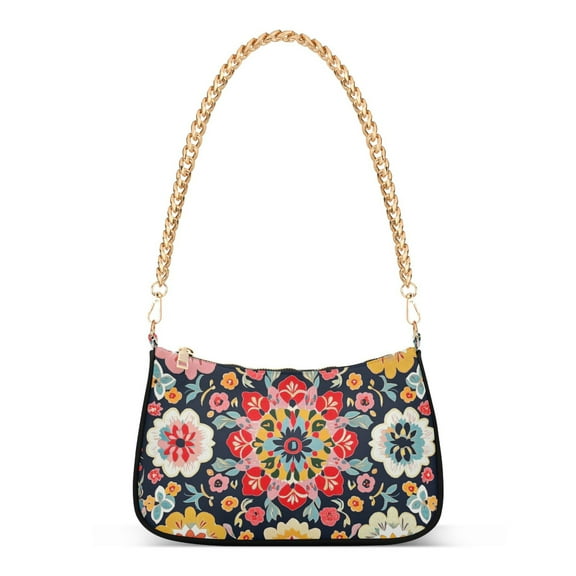 FORMRS Womens Shoulder Bag with Chain Strap Clutch Purse Cute Tote Handbag, Colorful Floral Pattern