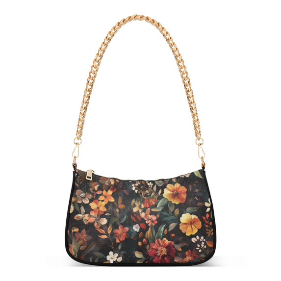 FORMRS Womens Shoulder Bag with Chain Strap Clutch Purse Cute Tote Handbag, Colorful Flower